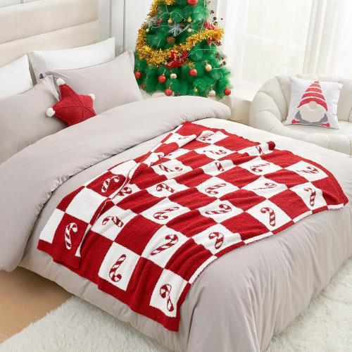 Snuggle Sac Candy Cane Throw Blanket Red Christmas Blanket 50x60 inches, Ultra Soft Cozy Decorative Throw Blanket for Couch, Sofa and Bed for Christmas