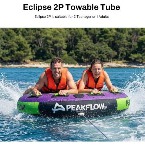 PEAKFLOW Towable Tube,Boat Tube,1-3 Person,Tubes for Boating,PVC Liner and Full Nylon Cover,Lake & Ocean Fun‼️light dirt‼️