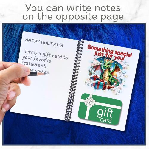 Christmas Gift Card Book 5x7 inches with Stickers, 10 Page Soft Cover Spiral Bound with Protective PVC Cover, and 20 Double Sided Sticky Dots - 8 Different Cover Design Options (Christmas Delivery Dog)