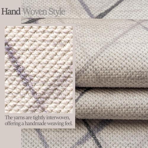 3x5 Modern Washable Area Rug, Doormat Rugs, Tear and Stain Resistance, Non-Slip, Hand Woven Style Thin Entryway Rug Throw Rug for High Traffic Entrance Kitchen Bedside- White