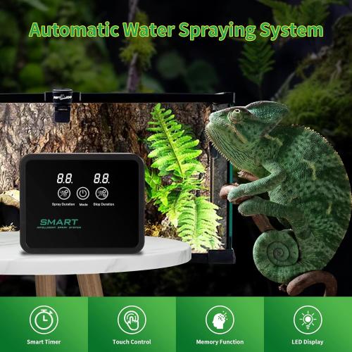 Reptile fogger Smart Spray System, Reptile Humidifiers Automatic with Timer, Reptile Mister with 360°Adjustable Misting Nozzles for Terrariums Amphibian Lizard Snake Frog Plants