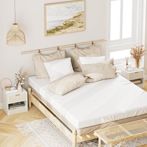 Masupu Small Night Stand Modern Bedside Table NightStand with Drawer,Side End Table for Bedroom,Living Room,Office White