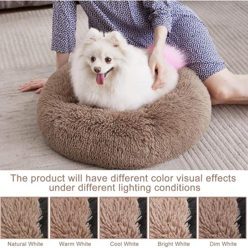 Size Small Color Brown  Orthopedic Dog Bed Comfortable Donut Cuddler Round Pet Beds Ultra Soft Washable Dog and Cat Cushion