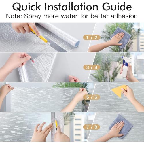 Haton Window Privacy Film, Frosted Glass Static Cling Sun Heat Blocking Window Clings, Frosting Opaque Coverings, Vinyl Removable Stickers Tint for Home Door Office, Non Adhesive 23.6 x 78.7