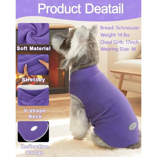 XPUDAC 4 Pieces Fleece Dog Sweaters Vest Winter Warm Dog Clothes for Small Medium Large Dogs Girl Soft Pullover Doggie Sweatshirt Puppy Cold Weather Jacket, 510-vest-L