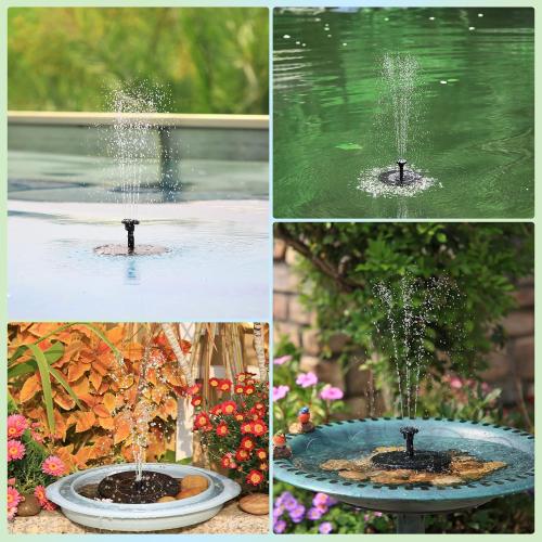 AISITIN Solar Bird Bath Fountain Pump, Solar Fountain Pump for Bird Bath with 6 Nozzles, Solar Powered Water Fountain Pump for Garden, Ponds, Pool, Fish Tank and Outdoor, 1.5W, 1.5W-New