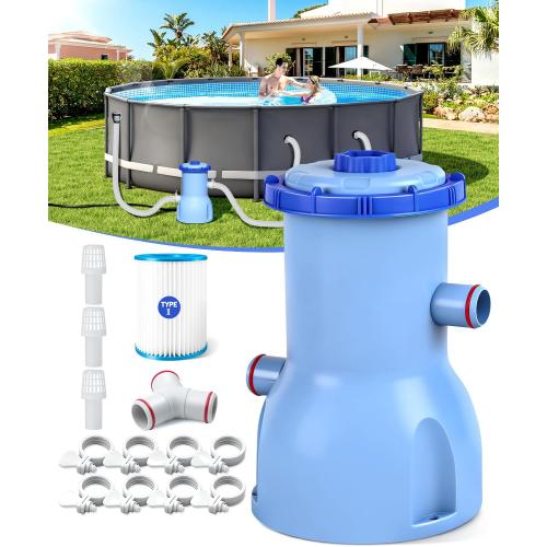 LuxBlue 530 GPH Small Pool Filter Pump for Above Ground Pools | ETL Certified Cartridge Filter Pump, Pro Water Circulation System- Quickly Remove Debris, Enhance Crystal-clear Pool Water