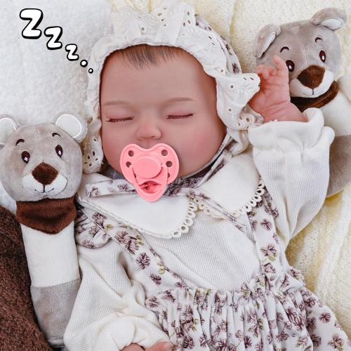 Reborn Baby Dolls - 18 Inch Realistic Newborn Doll with Sound Sensor - Real Life Lifelike Toddler Doll - Life Like Doll Set Toys for Age 3 4 5 6 7 8 9 10 Year Old Girls Kids Birthday