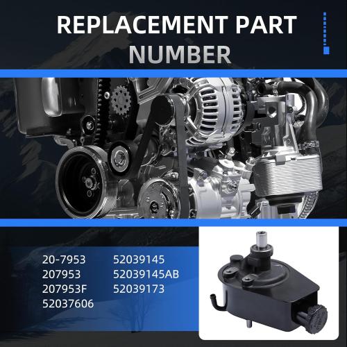 Power Steering Pump, for Dodge B1500/B3500/Ram 1500/Ram 2500/Ram 3500/Ram 4000 1994-2002, for Ram 1500 Van/Ram 2500 Van/Ram 3500 Van 1999-2003, 20-7953 ‼️has mild oil and possible stains ‼️