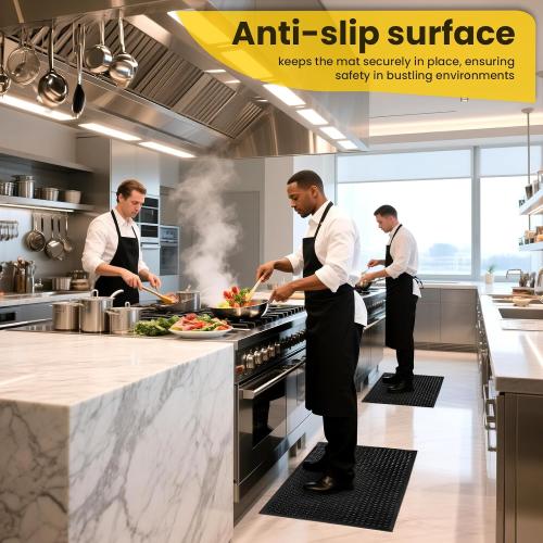 Rubber Floor Mat, Non-Slip Rubber Floor Mat Heavy Duty Mats for Outdoor Restaurant Kitchen Bar (Black)