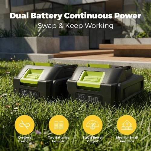 Cordless Weed Wacker Brush Cutter Weed Trimmer with Blade Stringless 21V | 2 X 2.0Ah Electric Weedwacker Battery Powered with Charger - User Friendly Small Yards Grass Cutter for Seniors & Beginner
