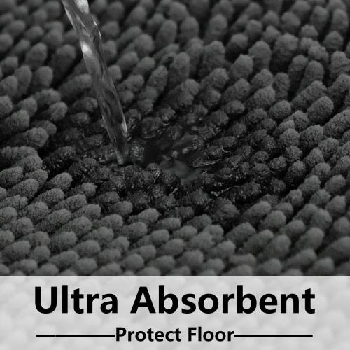 Bathroom Rugs 15x23, Extra Soft Absorbent Chenille Bath Rugs, PVC Backing Quick Dry, Machine Washable Bath Mats for Bathroom Floor, Tub and Shower, Home Decor Accessories, Dark Grey