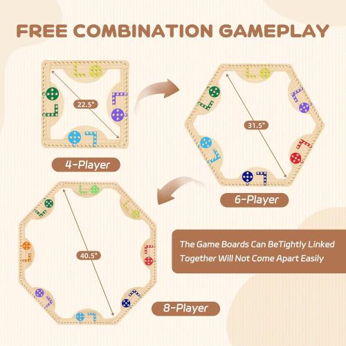 Wooden Jokers and Marbles Board Game，Pegs and Jokers for 2-8 Players 8 Solid Wood Game Boards 4 Decks of Cards 80 Marbles(Two Sets) for Family and Friends Gathering