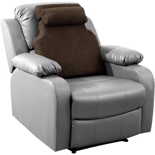 HOMBYS Sherpa Fleece Lumbar Support Pillow with Headrest for Recliner,Memory Foam Recliner Chair Cushion for Back Pain,Big High Back Support for Recliner with Chair Headrest for Elderly (Dark Coffee)