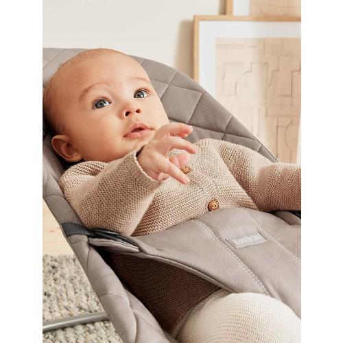BabyBjörn Bouncer Bliss, Sand Gray, Woven, Classic Quilt | 2-in-1 Adjustable Baby Bouncer Seat and Toddler Chair, Newborn to Toddler (8-29 lbs), 4 Positions, Lightweight & Portable