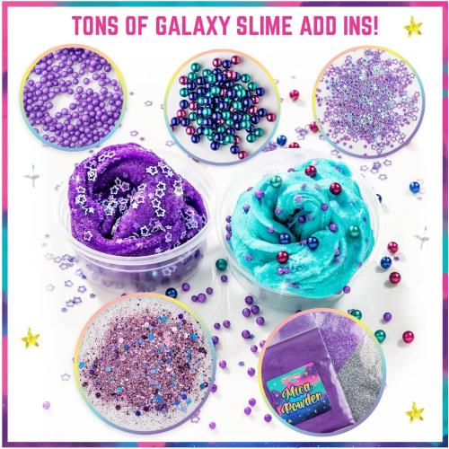 GirlZone Cosmic Cloud Slime Kit, Premade Galaxy Slime Kit for Girls Ages 10-12 with Glitter & Inks