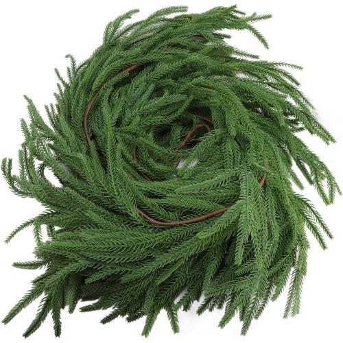 Artificial Pine Garland Soft PVC Realistic Pine Garland for Xmas Fireplace Door Decoration 270cm