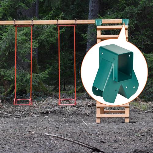 (Frame ONLY) A-Frame Middle Swing Set Brackets, Heavy Duty Carbon Steel Swing Set Hardware with Mounting Hardware, DIY Swing Set Bracket Swing Set Kit for 4x4 Legs & 4x6 Beam, Green