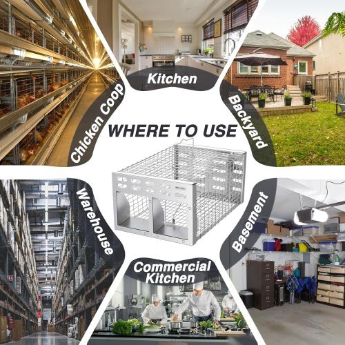 Rat Trap, Humane Live Rat Trap & Automatic Reset Mouse Traps with Dual One-Way Door Design – Catch and Release for Mice, Chipmunks, Hamsters, and Other Rodents, Indoors & Outdoors(Silver)