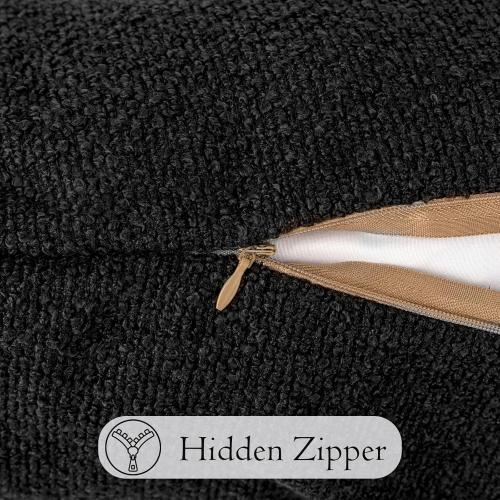 14x36 inch Boucle Lumbar Pillow Cover, Black Woven Texture Neutral Long Pillow Cover Breathable Cushion Case for Couch Sofa Bed Living Room Home Decor (Cover Only)