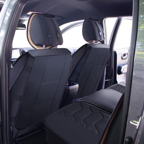 OASIS AUTO Toyota Tacoma Accessories Seat Covers 2005-2025 Custom Fit Leather Truck Cover Protector Cushion Crew Double Extended Cab TRD(Sport Front Pair, Black)