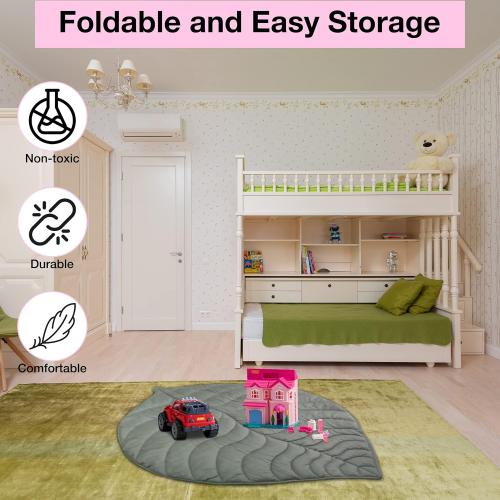Baby Mat For Floor, Baby Play Mats For Floor, Tummy Time Mat, 100% Cotton Premium Leaf Mat, Baby Floor Mats For Crawling, Play Mat for Baby, Tummy Time Pillow, Machine Washable, Portable, and Compact