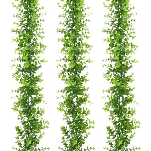 Dolicer 3 Packs Eucalyptus Garland, 18FT Faux Eucalyptus Greenery Garland, Artificial Eucalyptus Leaves Vine, Fake Hanging Eucalyptus Garlands Wedding Backdrop Arch Wall Table Party Decor (Green)