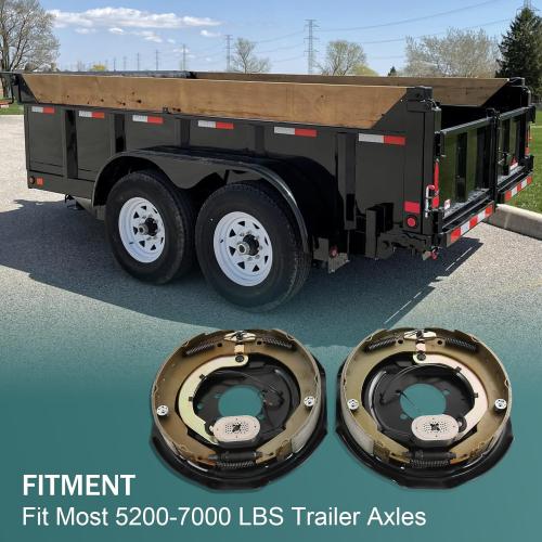 12 x 2 Electric Trailer Brake Assembly 2 Sets Replacement for 5200lbs 6000lbs 7000lbs Trailer Axles Driver's and Passenger's Side Brakes 023-181-00 023-180-00 Electric and Hydraulic Brake