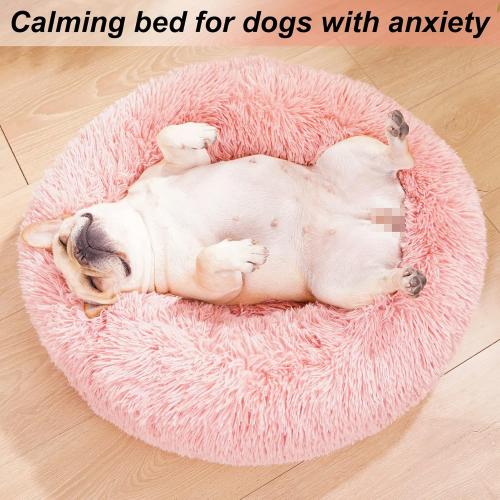 Pink Dog Beds for Small Dogs 19 inches Anxiety and Calming Washable Fluffy Cute Puppy Beds Girl Fits up to 15 lbs