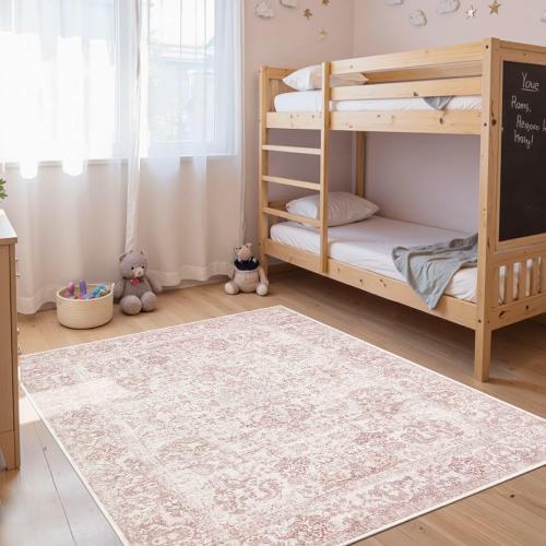 Rugxara Washable Area Rug for Living Room & Bedroom, Rugs for Women, Non Slip, Durable Low Pile Carpet, Vintage Carpets for Office, Dining Room, Kids Room and Farmhouse
