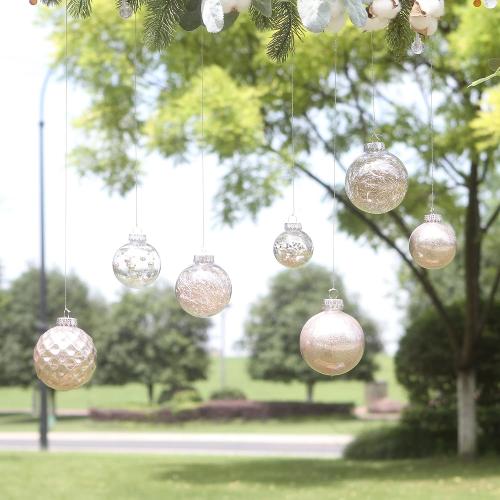 Sea Team 60mm/2.36 Shatterproof Clear Plastic Christmas Ball Ornaments, Transparent, See-Through, Crystal Baubles, Bulbs with Stuffed Delicate Decorations for Xmas Tree (30 Counts, Champagne)