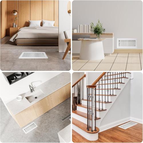 Floor Register 4x10, 4 Pack Floor Vent Covers for Home Floor Heavy Duty Steel Panel Walkable Floor Grates Adjustable Air Vent Covers 4 x 10 Floor Vent, White