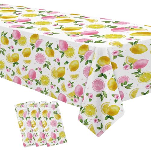 Lemon Party Decorations Tablecloth for Girls, 3 Pack, 55in x 86in