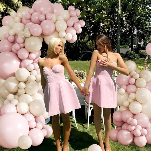 Dusty Pink Balloon Arch Garland Kit 124Pcs Boho Blush Neutral Pink White Sand White Balloons Different Size for Girls Baby Shower Birthday Wedding Gender Reveal Party Decorations