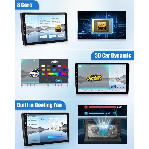 SIXWIN 8 Core Qualcomm Android Car Stereo for Ford Fiesta 2009-2014 9 Inch Touch Screen with CarPlay Android Auto 4G 64G Bluetooth Cooling Fan Weather Forecast UI Design Intelligent Voice
