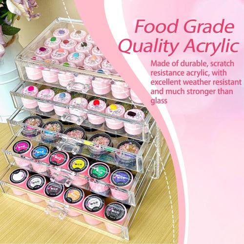 5 Tier Nail Art Decoration Storage Box，Acrylic Make Up&Jewelry Organizer with Drawers, Cosmetic Storage for Dresser Countertop and Bathroom，Transparent Acrylic Nail Art Jewelry Accessories