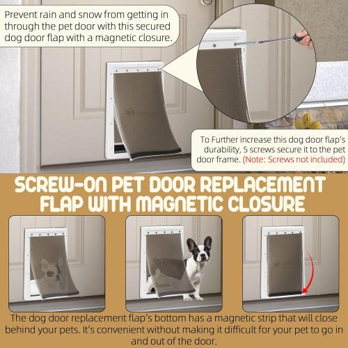 TonGass PAC11-11039 Large Dog Door Flap Replacement Compatible with PetSafe Freedom Dog Doors, 10 1/8x16 7/8 Pet Door Replacement Flaps with Magnetic Closure, Weather-Proof & Warp-Resistant - 2-Pack