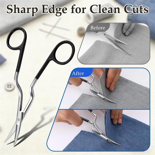 Double Curved Bent Handle Embroidery Scissor for Machine,Black