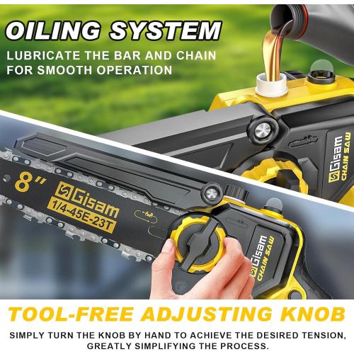 2-in-1 Electric Pole Saws for Tree Trimming,8 Mini Chainsaw Cordless with Extension Pole, 1000W Brushless Motor,Auto Oiling,15.58 FT Max Reach Extension Pole for Outdoors Pruning with 2×Batteries