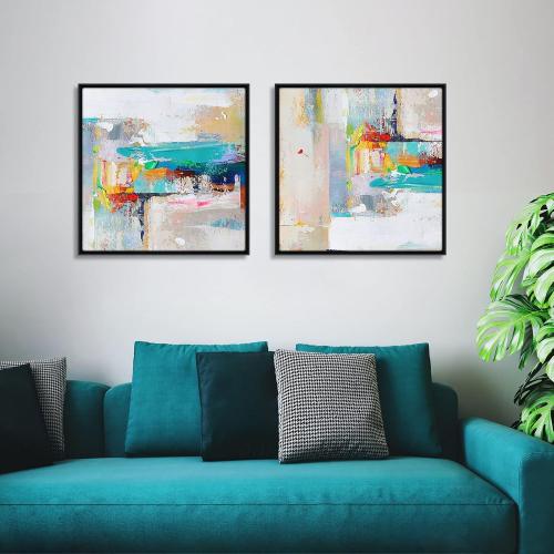 40x40 Frame for Stretched Canvas Art, DIY Metal Canvas Floater Frames with 1.5 Deep for Oil Diamond Paintings Vintage Prints Artwork, Aesthetic Home Accents Living Room Decor (Black)