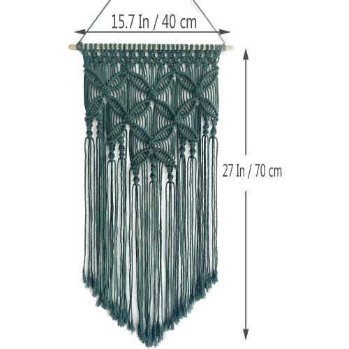 Winterdemoon Handmade Cotton Home Decor Macrame Wall Hanging Deep Green