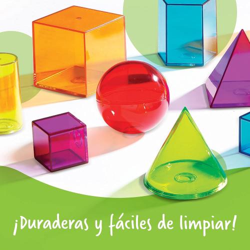 Learning Resources View-Thru Geometric Solids - Classroom Must Haves, Teacher Supplies, Geometry Set, Pattern Blocks, Homeschool, 3d School Shapes For Teaching, Math Manipulatives Essentials