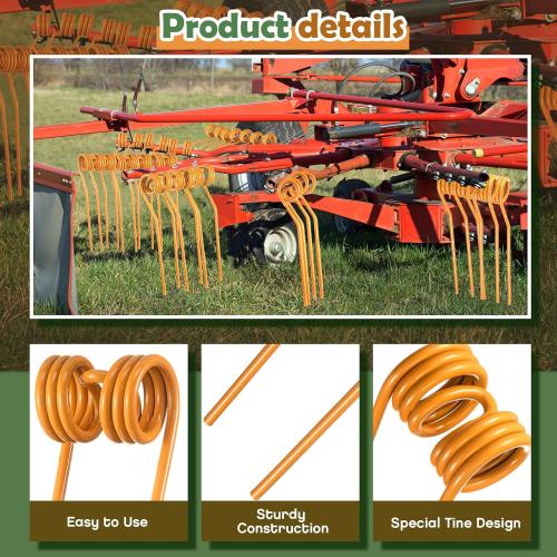 Size 16.5 x 3.50 tooth gap x 2.76 10 Pack Hay Rake Teeth Hay Tedder Tines Tedder Fluffer Tines Compatible with Rt5200 and More
