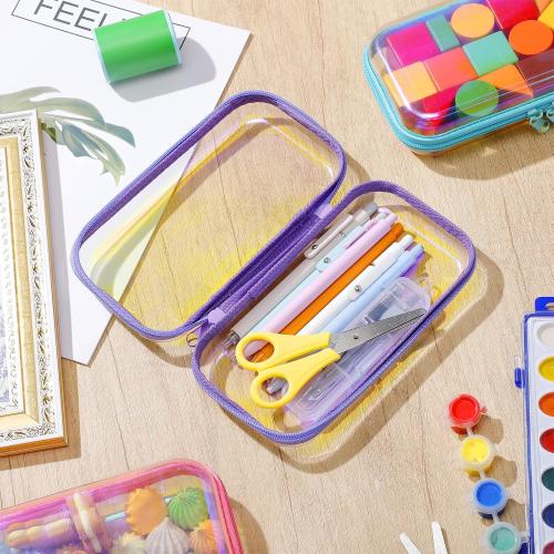 Sanwuta 6 Clear Hard Zipper Case, Holographic, 7.48 x 3.94 x 2 Inch