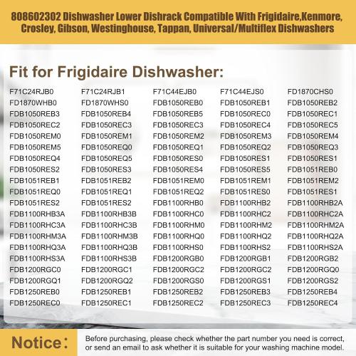 UPGRADED 808602302 Dishwasher Lower Rack Compatible with Frigidaire, Kenmore Bottom Rack Dishwasher Replacement with 154174501 Blue Wheels Replace 154432602 154432601 Dishwasher Rack Replacement