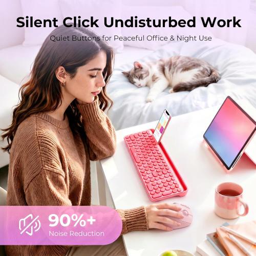 seenda Wireless Trackball Mouse, Ergonomic Bluetooth Rollerball,Rose Pink