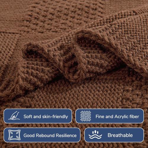NEXHOME PRO Knit Throw Blanket,Classical Checkered Blanket for Couch,Cozy Warm Knitted Throw Blanket for Bed Sofa Living Room, Decorative Stretched Throw, Lightweigh,50X 60Burnt Orange