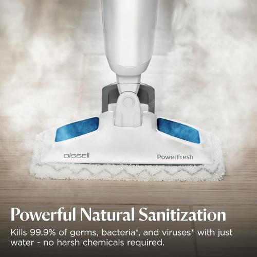 Bissell Power Fresh Steam Mop with Natural Sanitization, Floor Steamer, Tile Cleaner, and Hard Wood Floor Cleaner with Flip-Down Easy Scrubber, 1940A