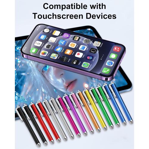 15 PCS Stylus Pen for Touchscreen,High Sensitivity Precision Stylus Pen with Durable Fiber Tip,Stylus Compatible for iPad/iPhone/Android Tablets and Touchscreen Devices,10 Colors