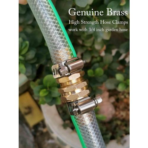 PLG Solid Brass Garden Hose Repair Kit - Heavy Duty Connector with Stainless Steel Clamps - Leak-Proof Mender for 3/4 Hose Fittings - Easy Install for Hose End Replacement & Custom Lengths, 2 Pack
